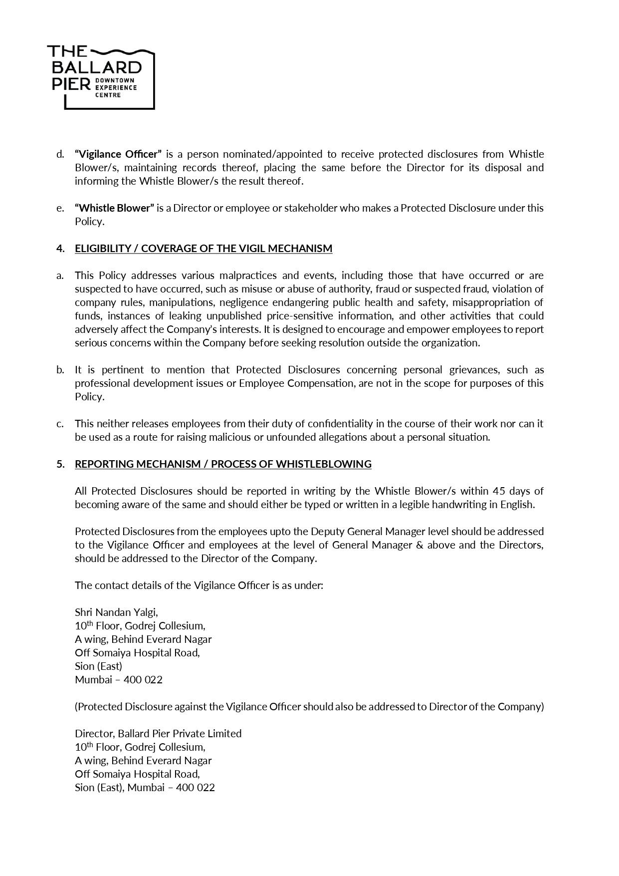 Vigil Mechanism Policy – page 2