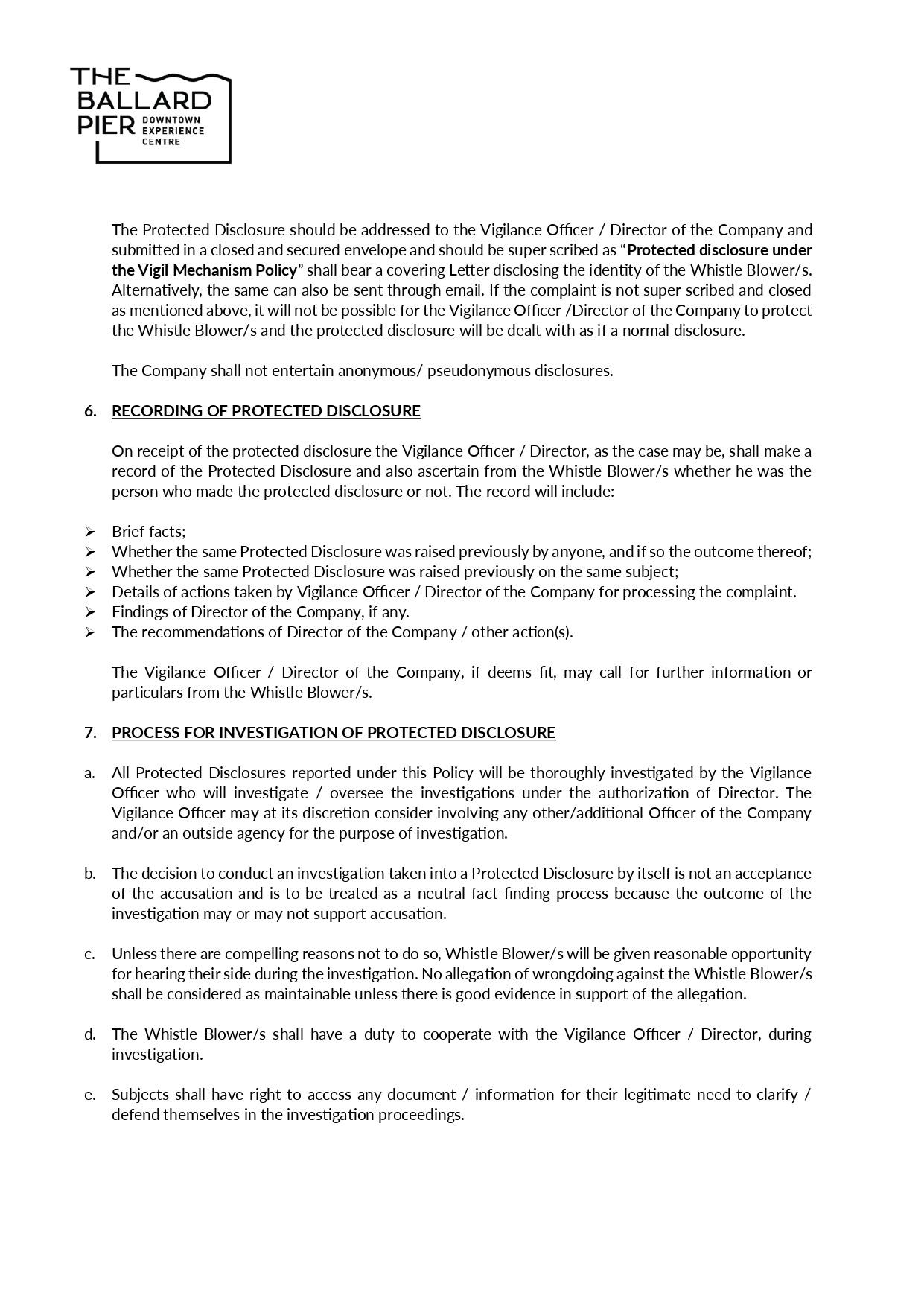 Vigil Mechanism Policy – page 3