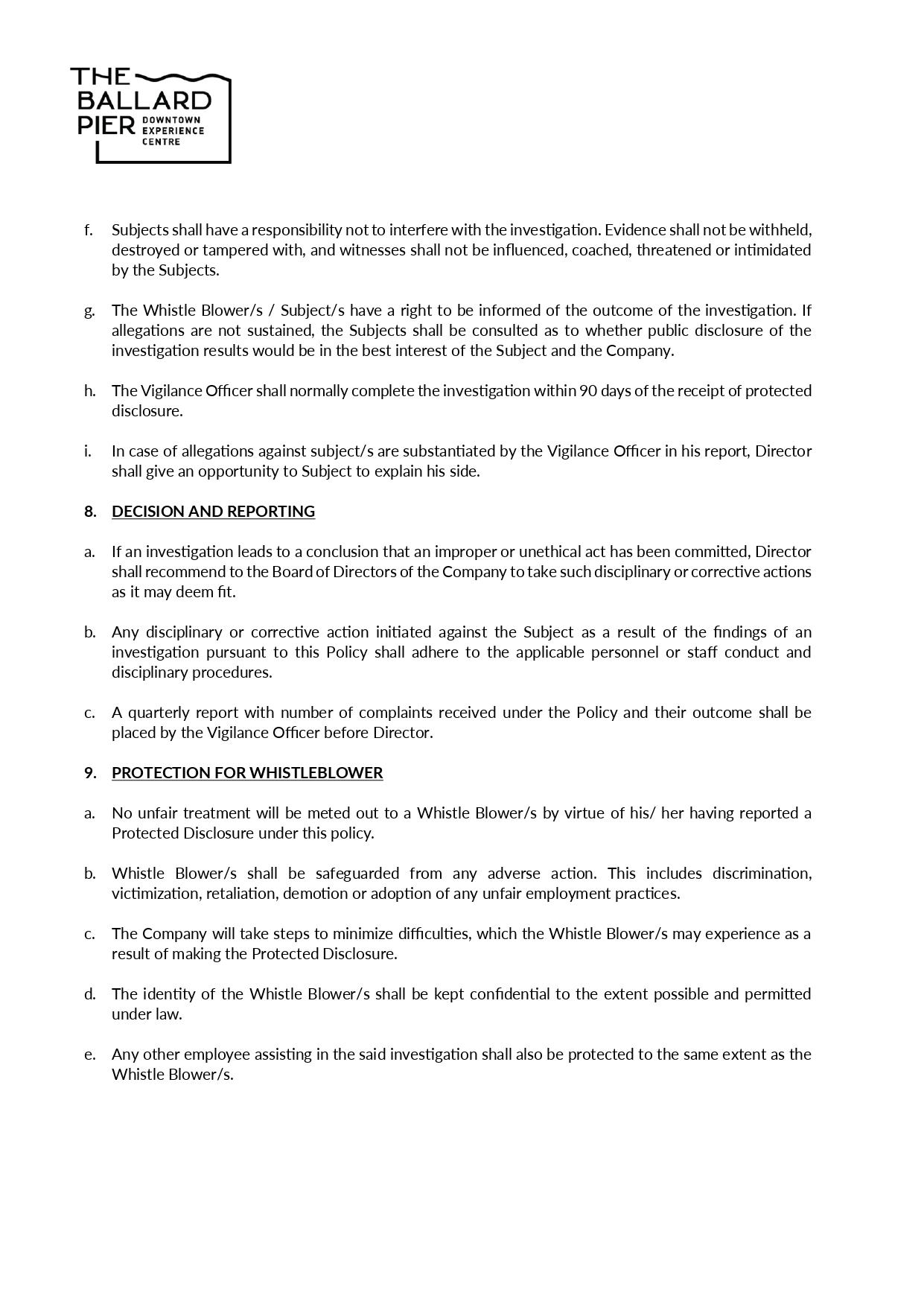 Vigil Mechanism Policy – page 4
