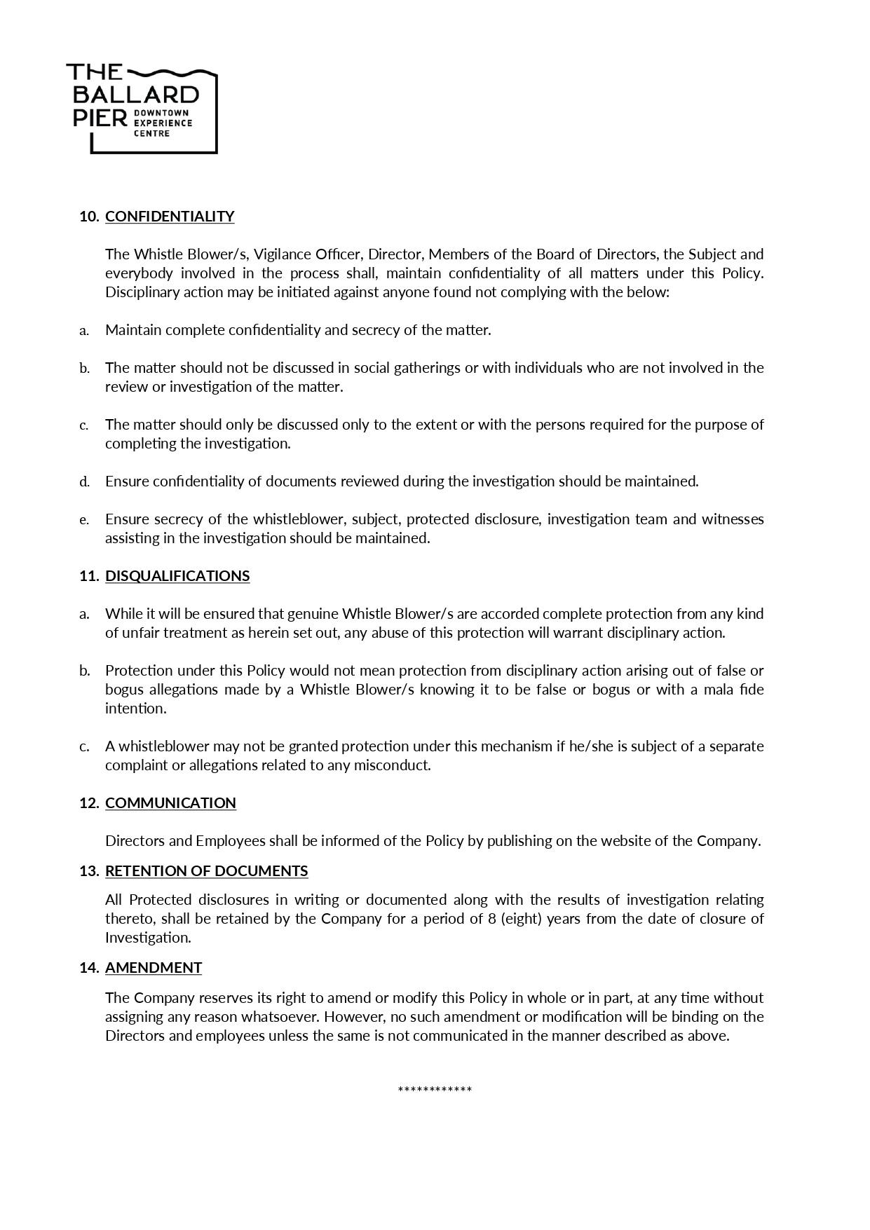 Vigil Mechanism Policy – page 5