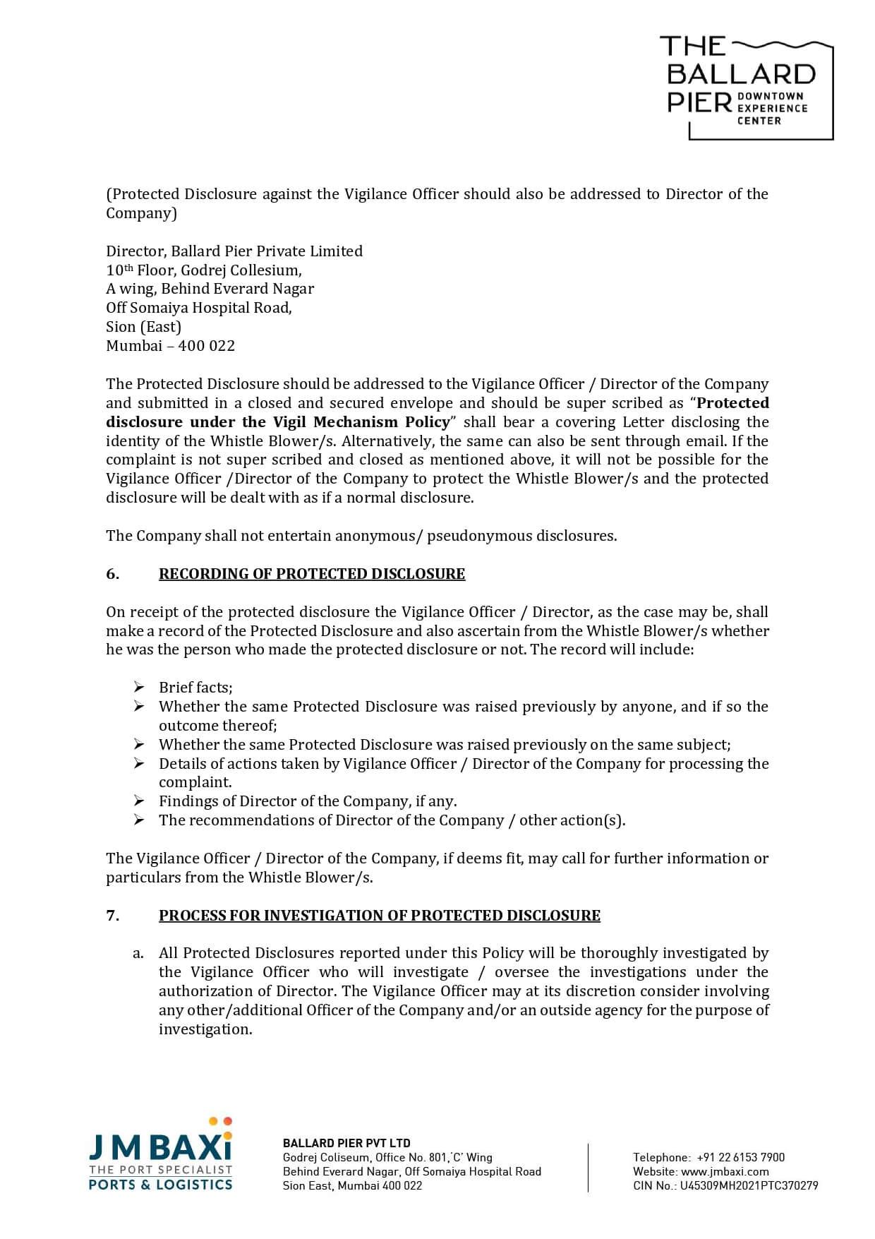 Vigil Mechanism Policy – page 1