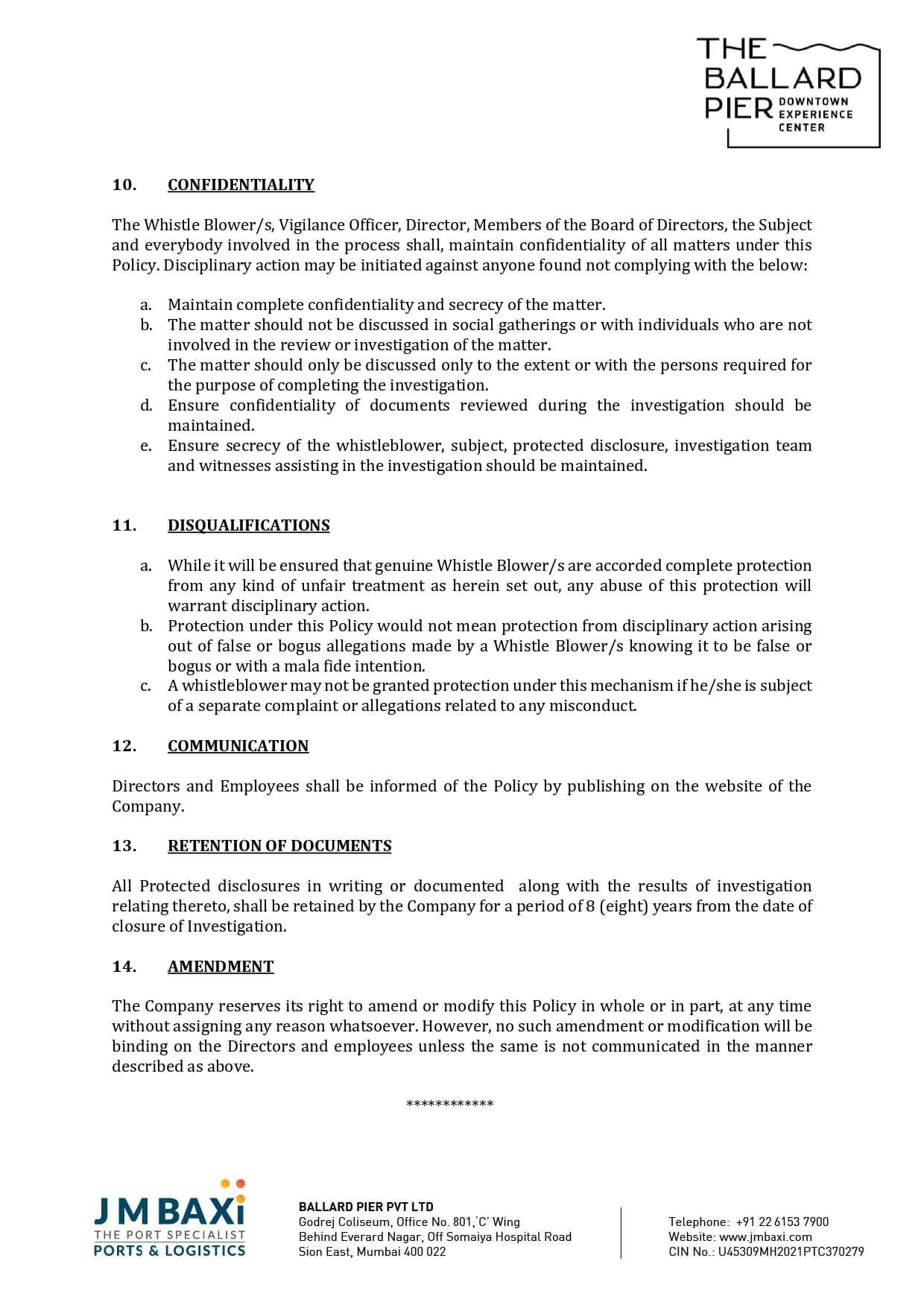 Vigil Mechanism Policy – page 3